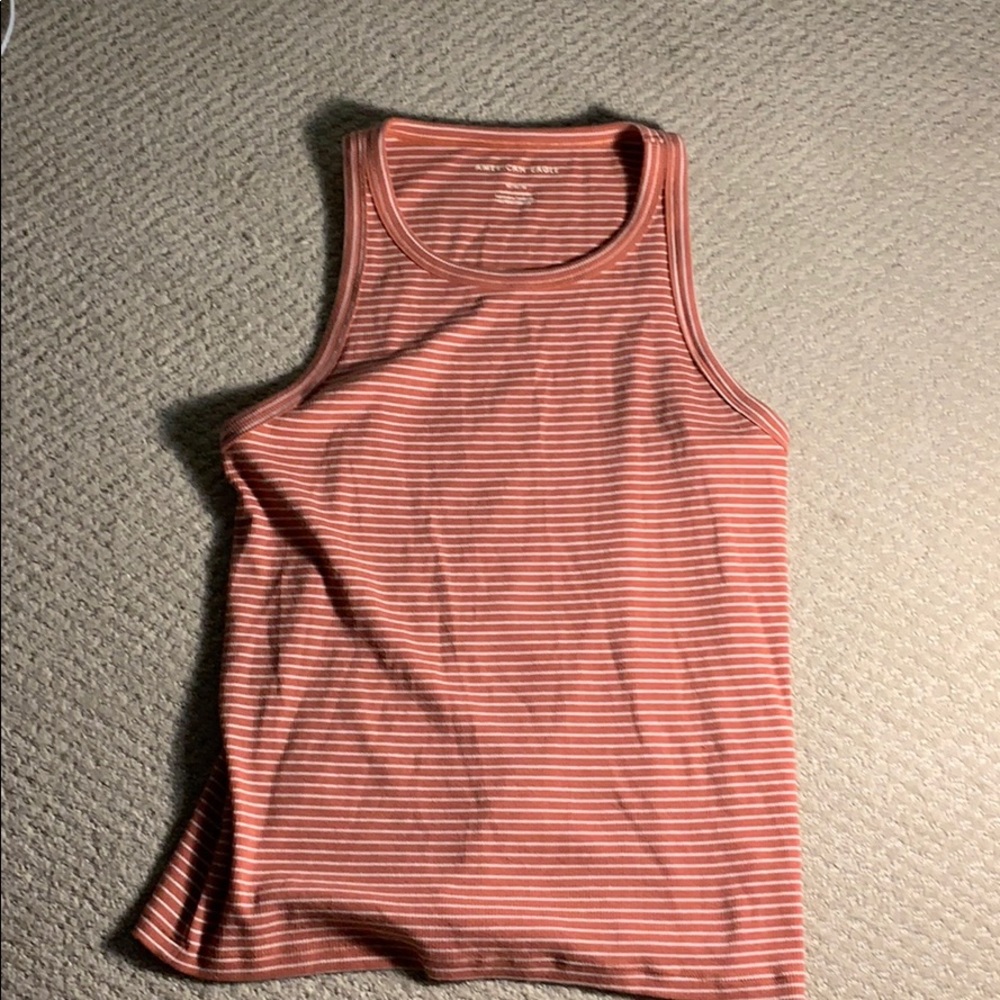 Coral Striped American Eagle Tank Top